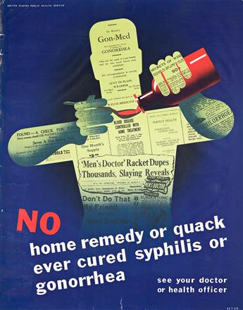 LEONARD KARSAKOV (1917-1993).  [STD PREVENTION / MENS HEALTH]. Group of 3 posters. Circa 1945. Each approximately 27¾x21¾ inches, 70½x